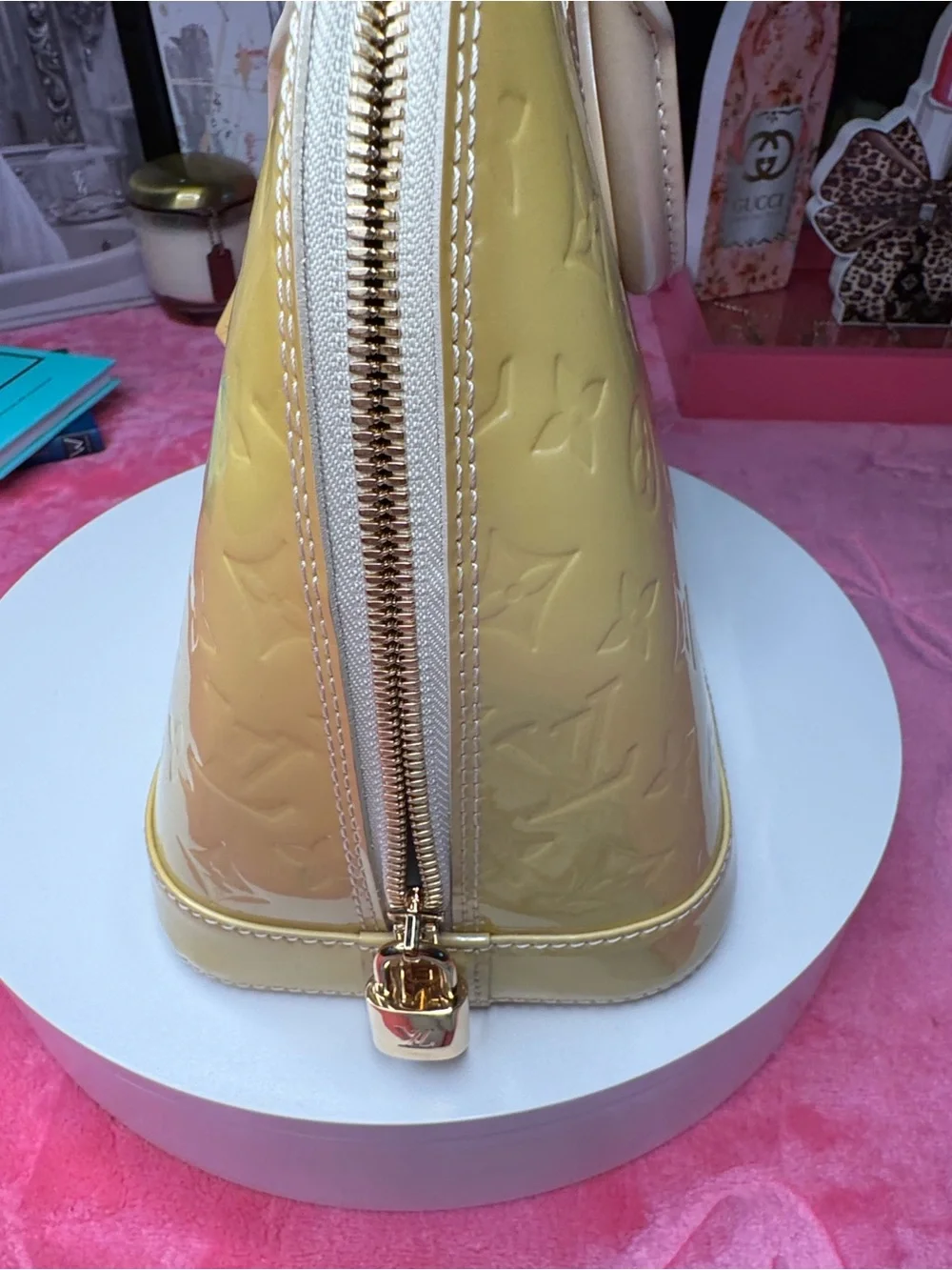 Louis Vuitton Vernis Alma Yellow Patent Leather w/ Lock & Keys – Excellent